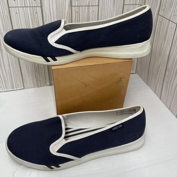 Lands End Womens Blue Slip On Loafer Canvas Comfort Flats 361804 Sz 9M - Picture 5 of 11